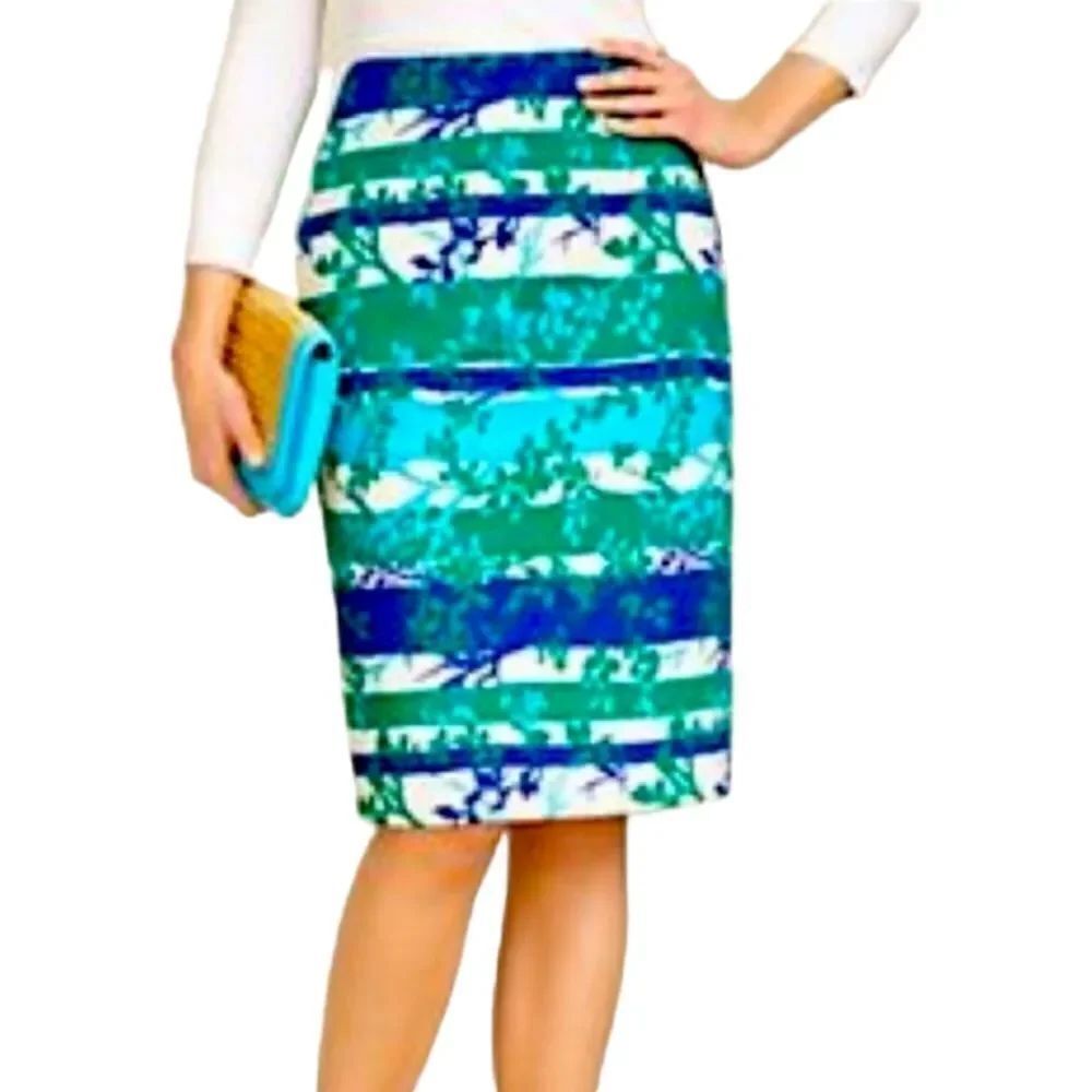 Talbots CANVAS COTTON Botanical A-LINE SKIRT Size 12
